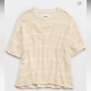 NWT Crochet Oversized Short Sleeve Sweater